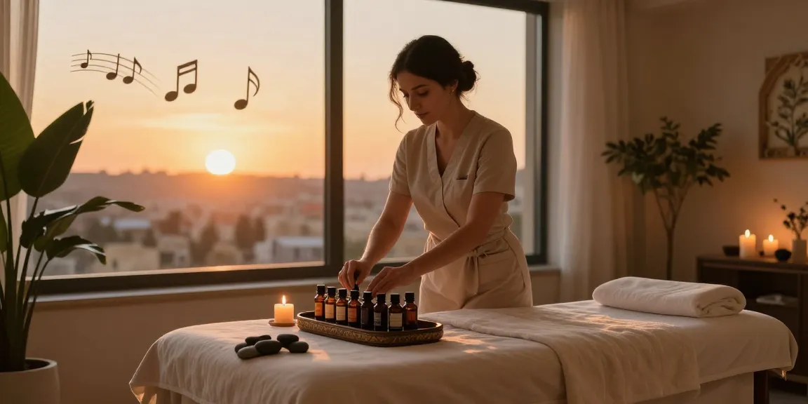 Exquisite setup for עיסוי אירוטי בירושלים with elegant decor and soothing ambiance.